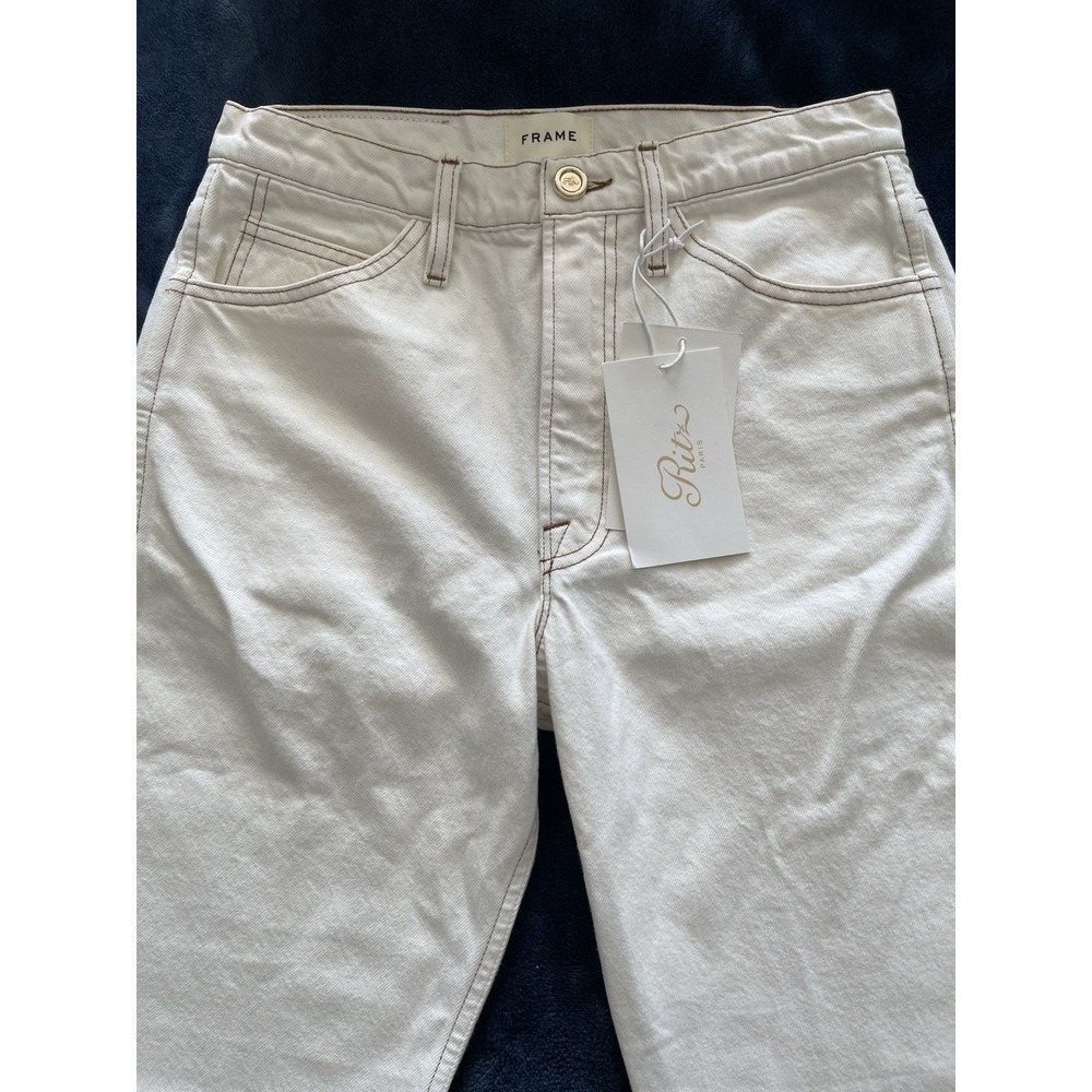 NWT Frame Jeans Ritz Paris White The True Straight Size 28 Made In Italy MSRP348 - Picture 2 of 14